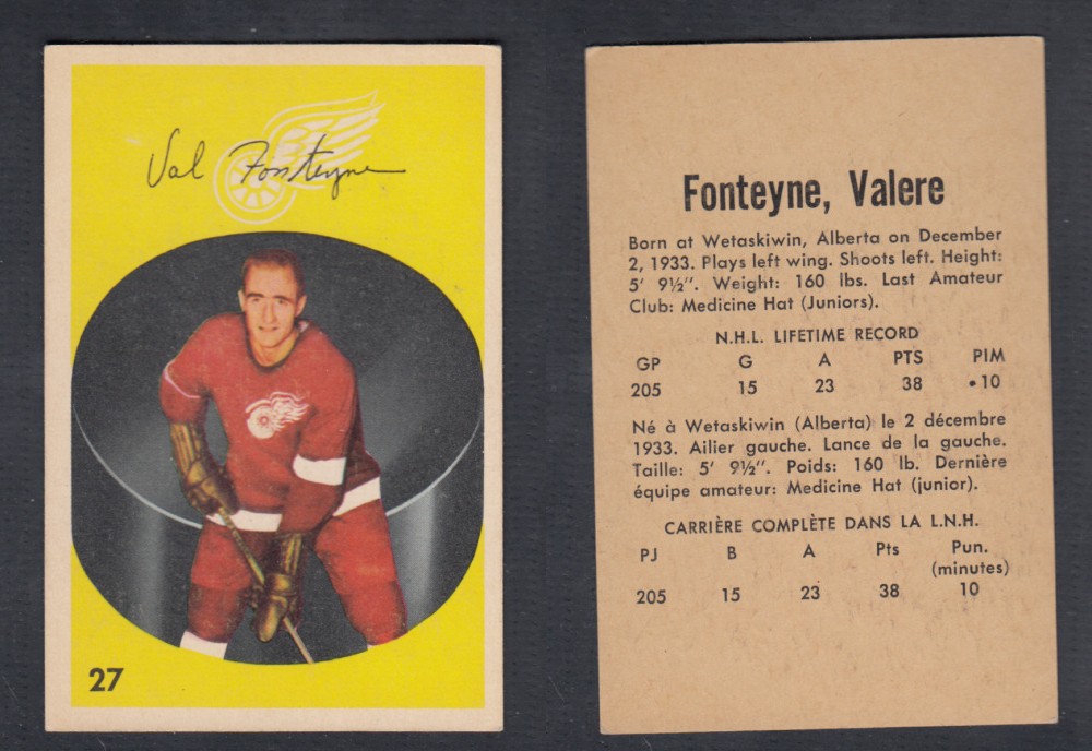 1962-63 PARKHURST HOCKEY CARD #27 V. FONTEYNE photo