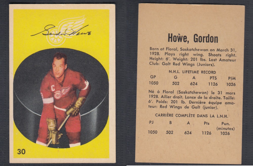 1962-63 PARKHURST HOCKEY CARD #30 G. HOWE photo