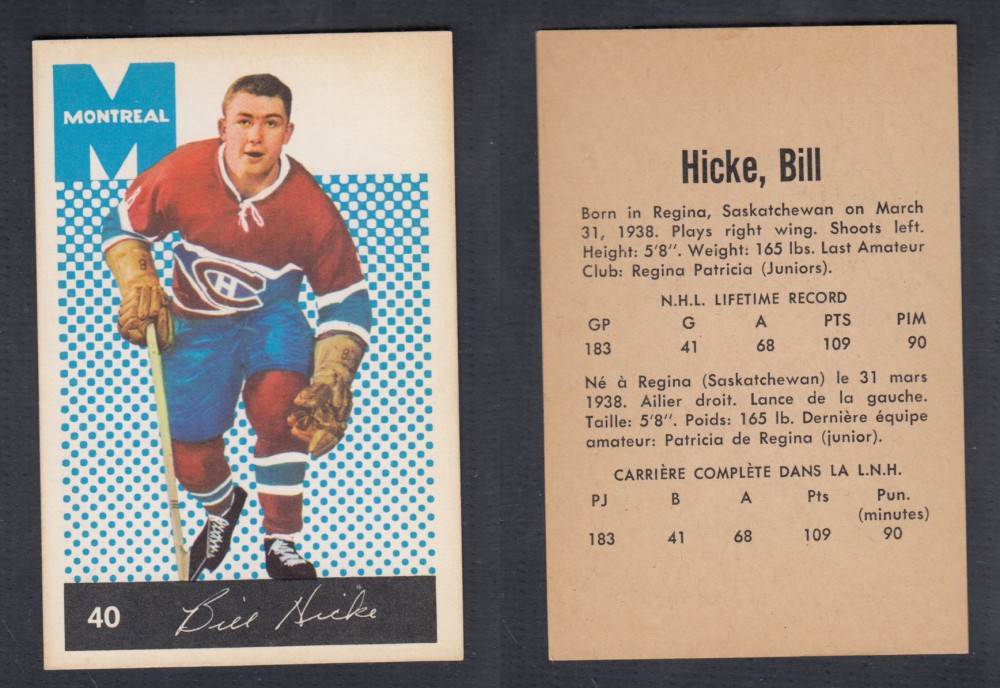 1962-63 PARKHURST HOCKEY CARD #40 B. HICKE photo