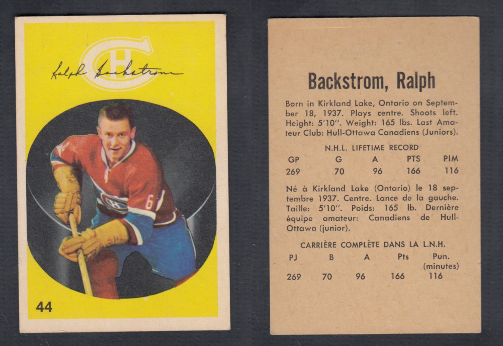 1962-63 PARKHURST HOCKEY CARD #44 R. BACKSTROM photo