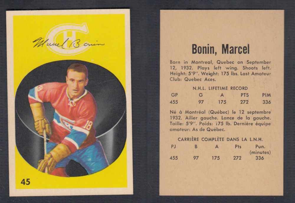 1962-63 PARKHURST HOCKEY CARD #45 M. BONIN photo