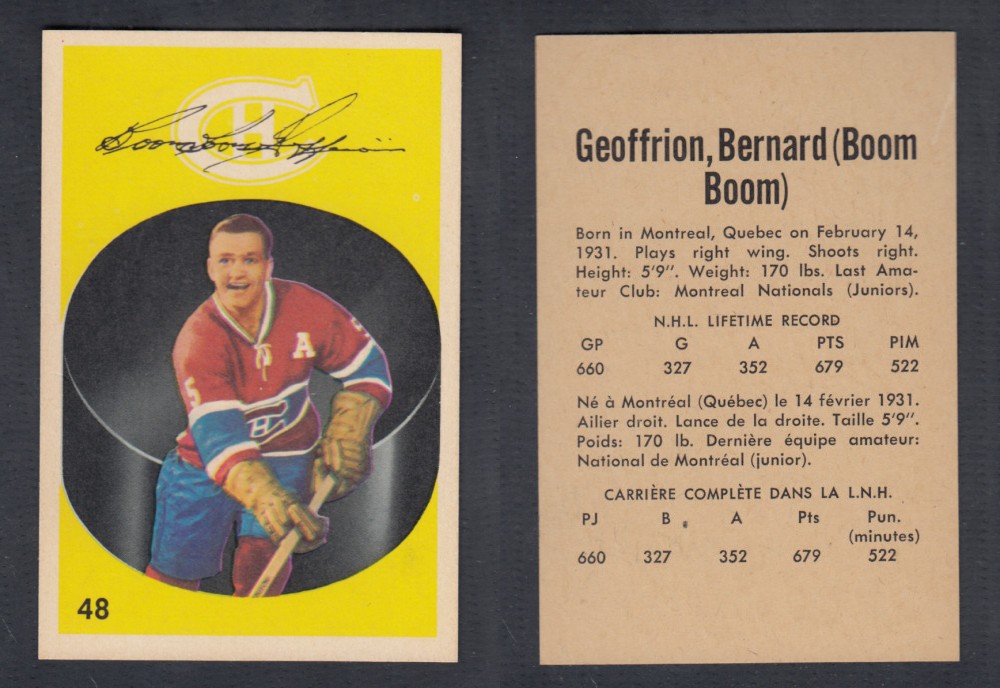 1962-63 PARKHURST HOCKEY CARD #48 B. GEOFFRION photo