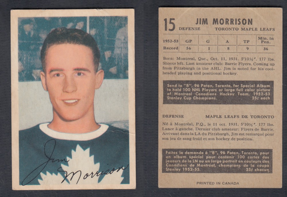 1953-54 PARKHURST HOCKEY CARD #15 J. MORRISON photo