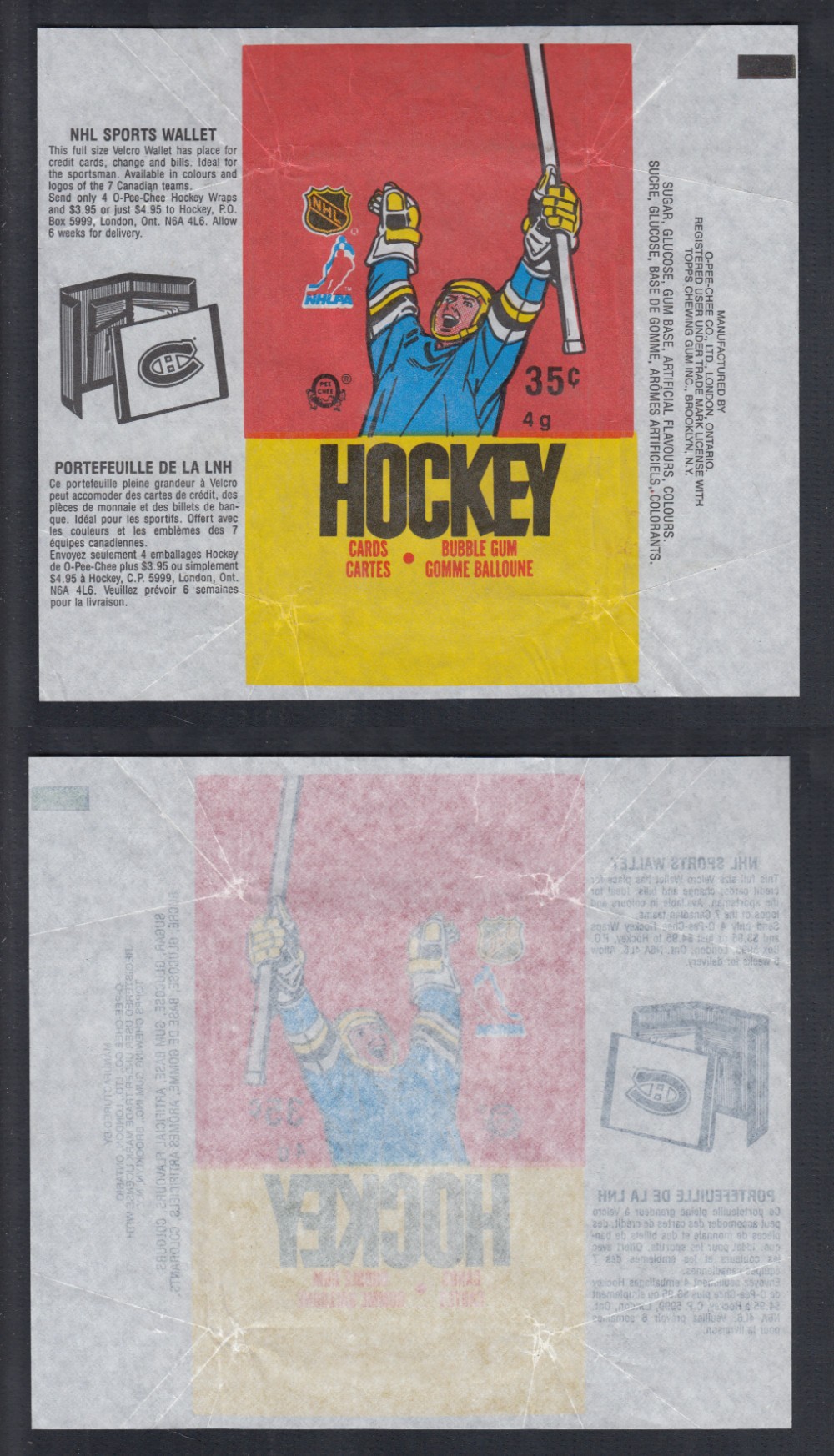 1987-88 O-PEE-CHEE HOCKEY CARD WRAPPER  photo