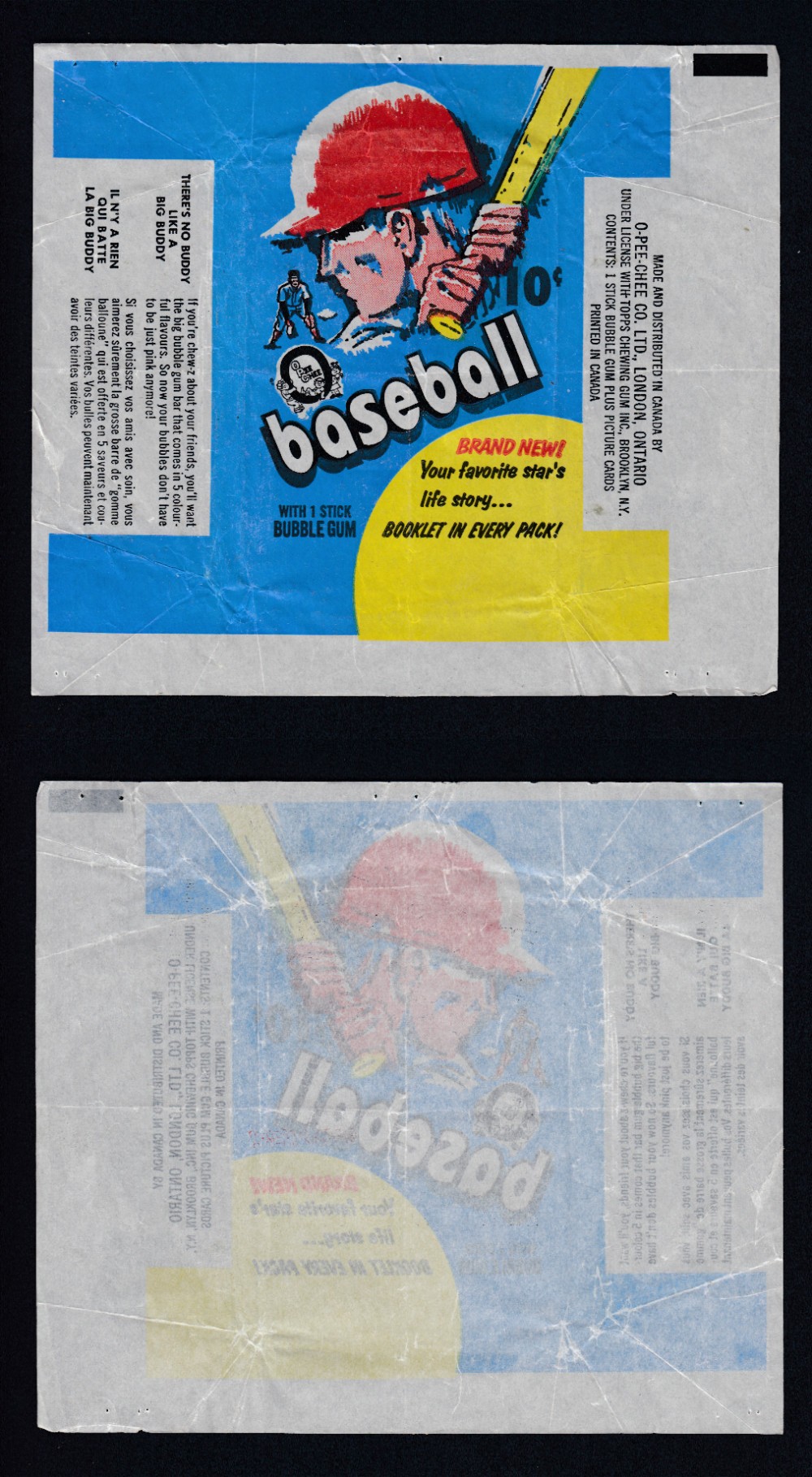 1971 O-PEE-CHEE BASEBALL CARD WRAPPER photo