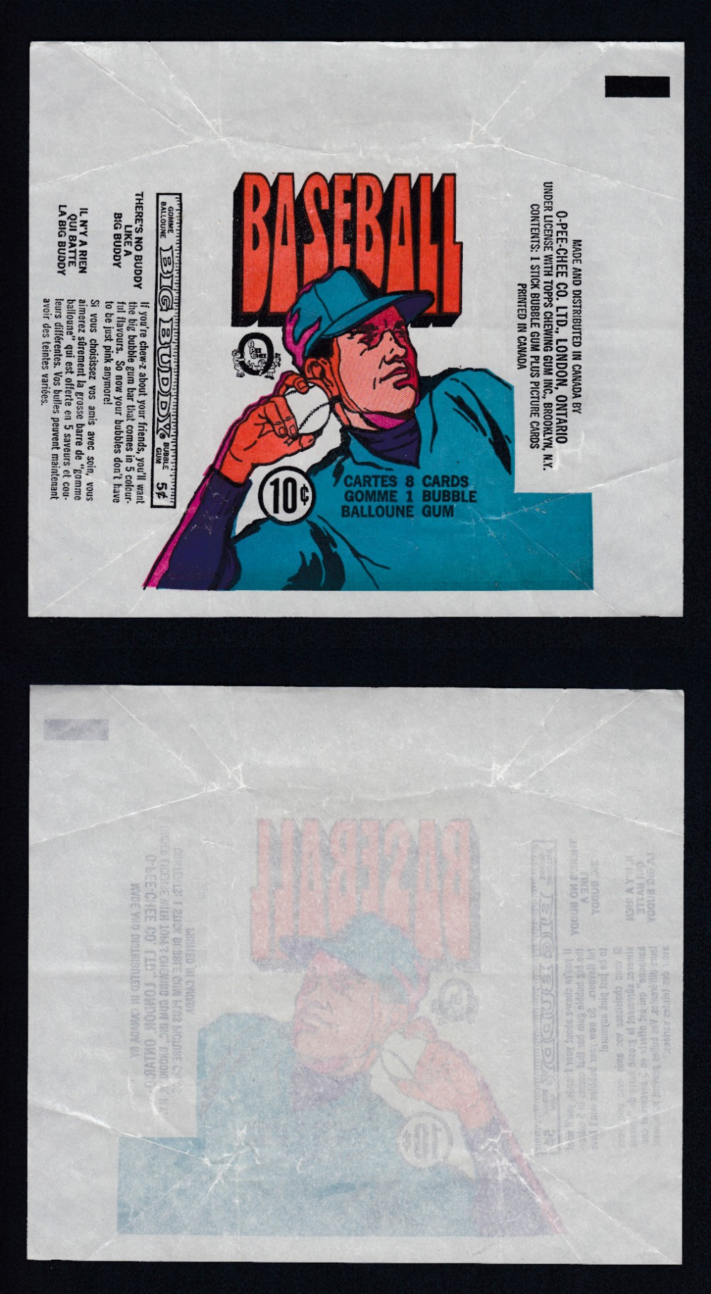 1972 O-PEE-CHEE BASEBALL CARD WRAPPER photo