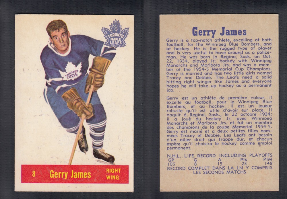 1957-58 PARKHURST HOCKEY CARD #8 G. JAMES photo