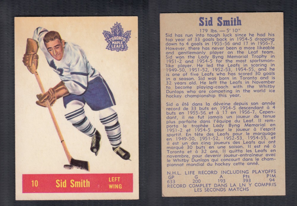 1957-58 PARKHURST HOCKEY CARD #10 S. SMITH photo