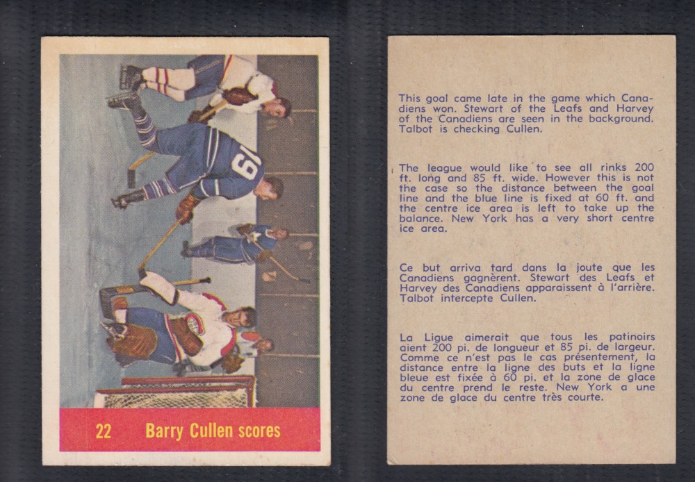 1957-58 PARKHURST HOCKEY CARD #22 BARRY CULLEN SCORES photo