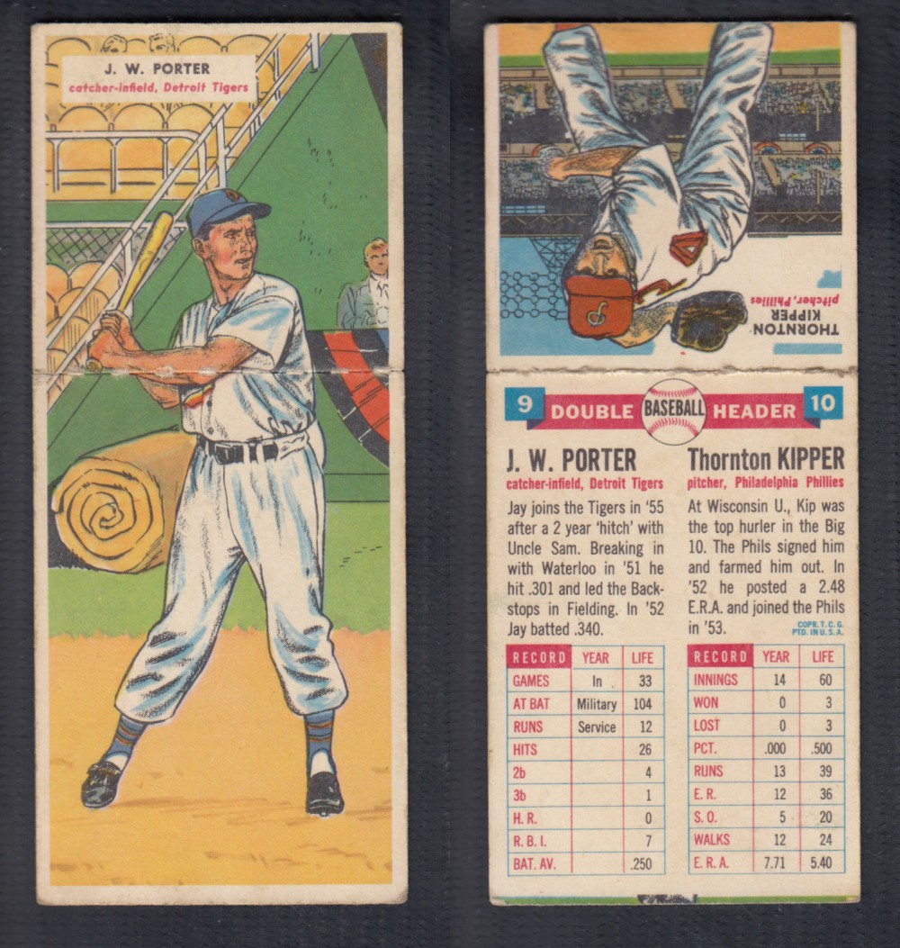 1955 TOPPS DOUBLEHEADERS BASEBALL CARD #9-10 PORTER/KIPPER photo