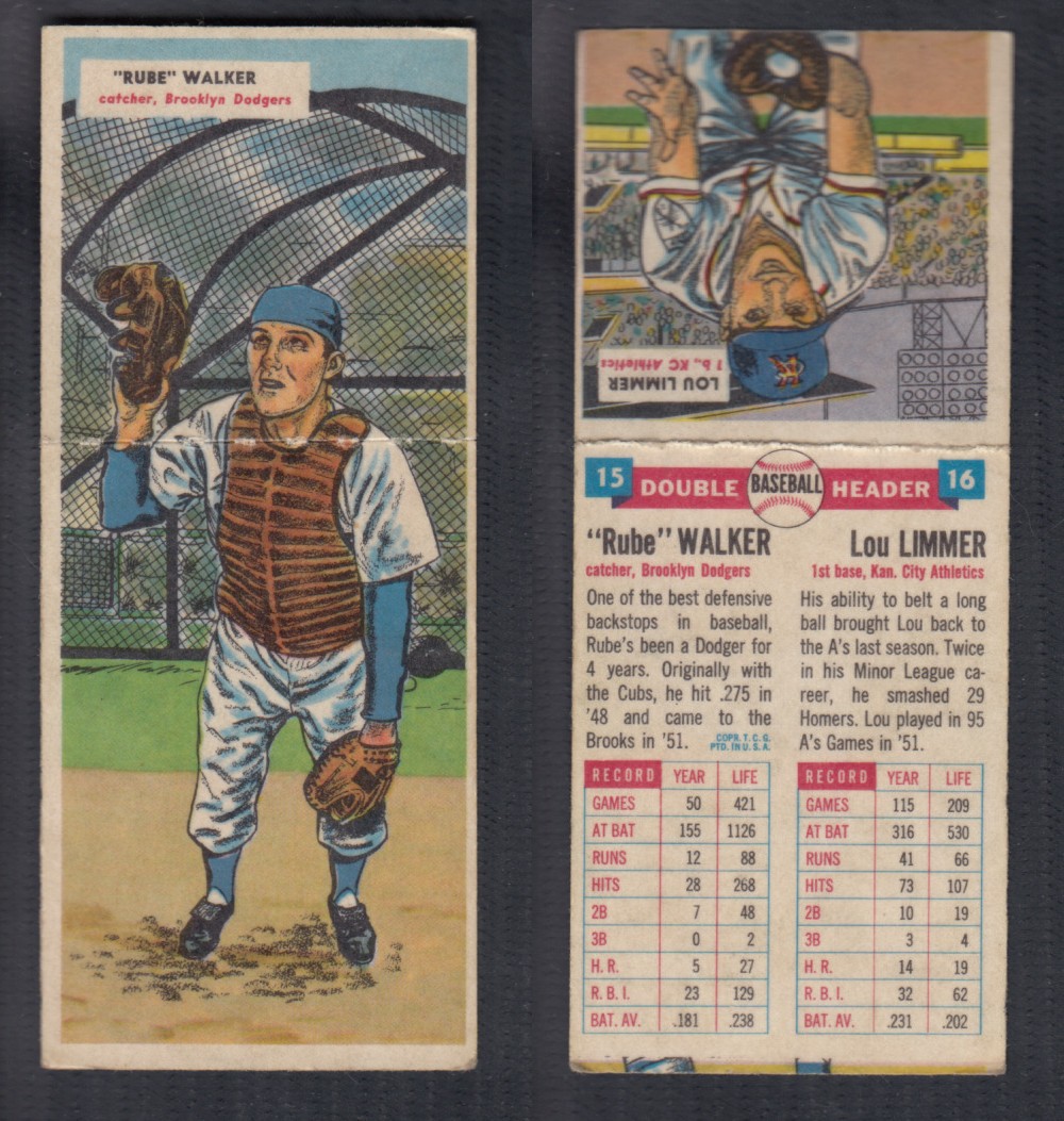 1955 TOPPS DOUBLEHEADERS BASEBALL CARD #15-16 WALKER/LIMMER photo