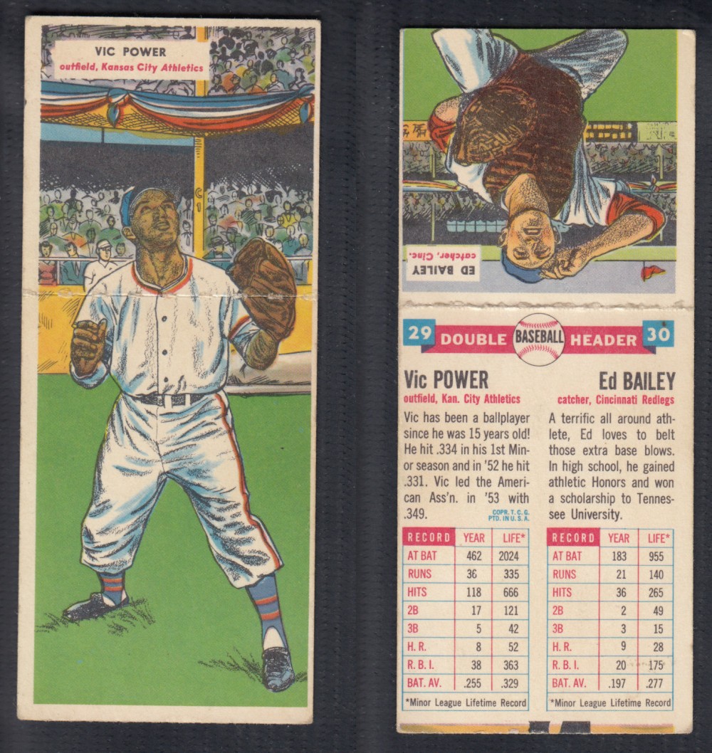 1955 TOPPS DOUBLEHEADERS BASEBALL CARD #29-30 POWER/BAILEY photo