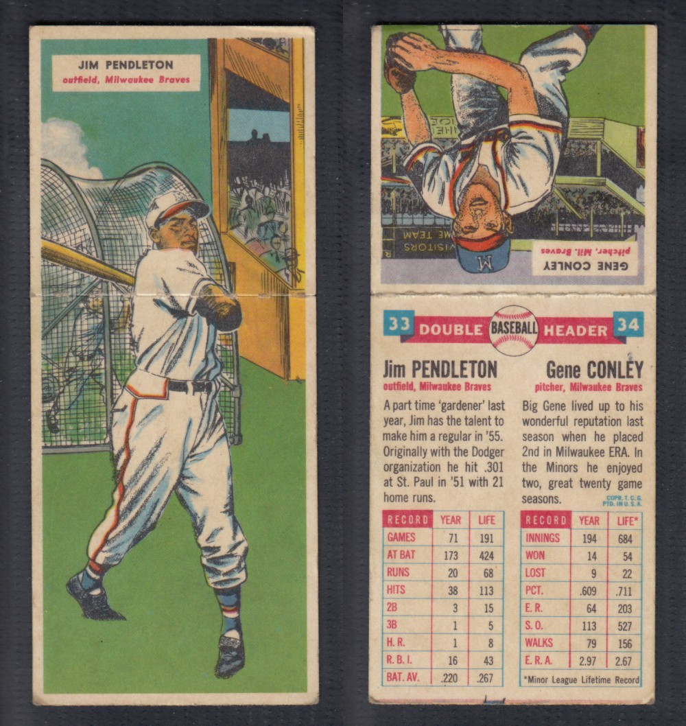 1955 TOPPS DOUBLEHEADERS BASEBALL CARD #33-34 PENDLETON/CONLEY photo