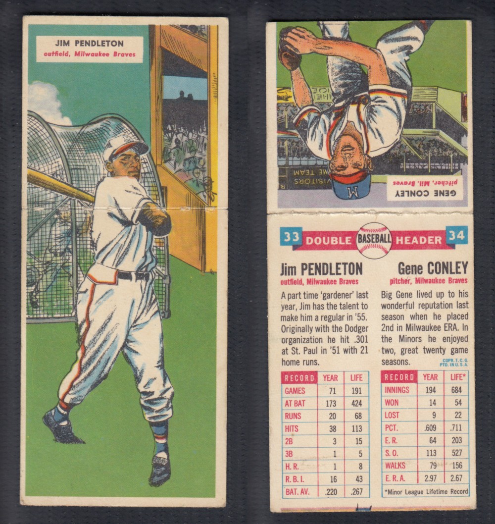 1955 TOPPS DOUBLEHEADERS BASEBALL CARD #33-34 PENDLETON/CONLEY photo