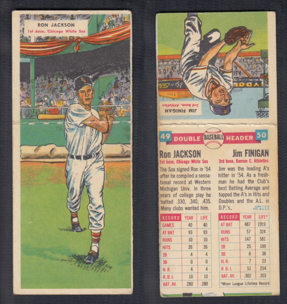 1955 TOPPS DOUBLEHEADERS BASEBALL CARD #49-50 JACKSON/FINIGAN photo