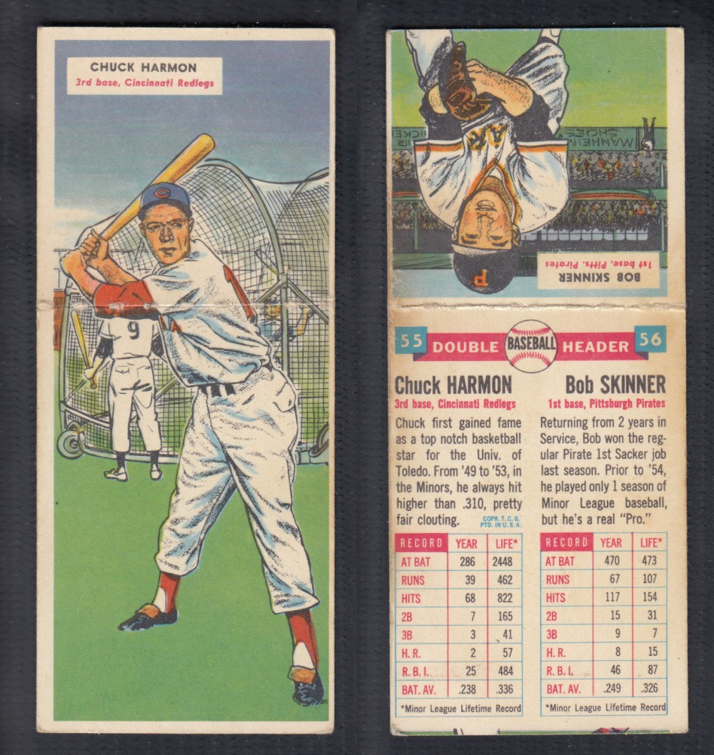 1955 TOPPS DOUBLEHEADERS BASEBALL CARD #55-56 HARMON/SKINNER photo