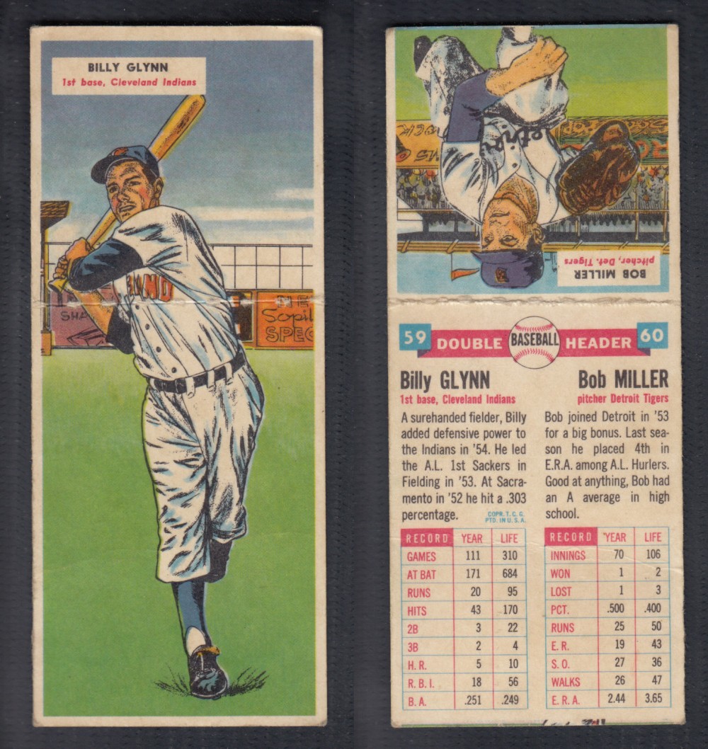 1955 TOPPS DOUBLEHEADERS BASEBALL CARD #59-60 GLYNN/MILLER photo