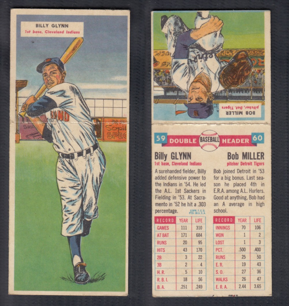 1955 TOPPS DOUBLEHEADERS BASEBALL CARD #59-60 GLYNN/MILLER photo