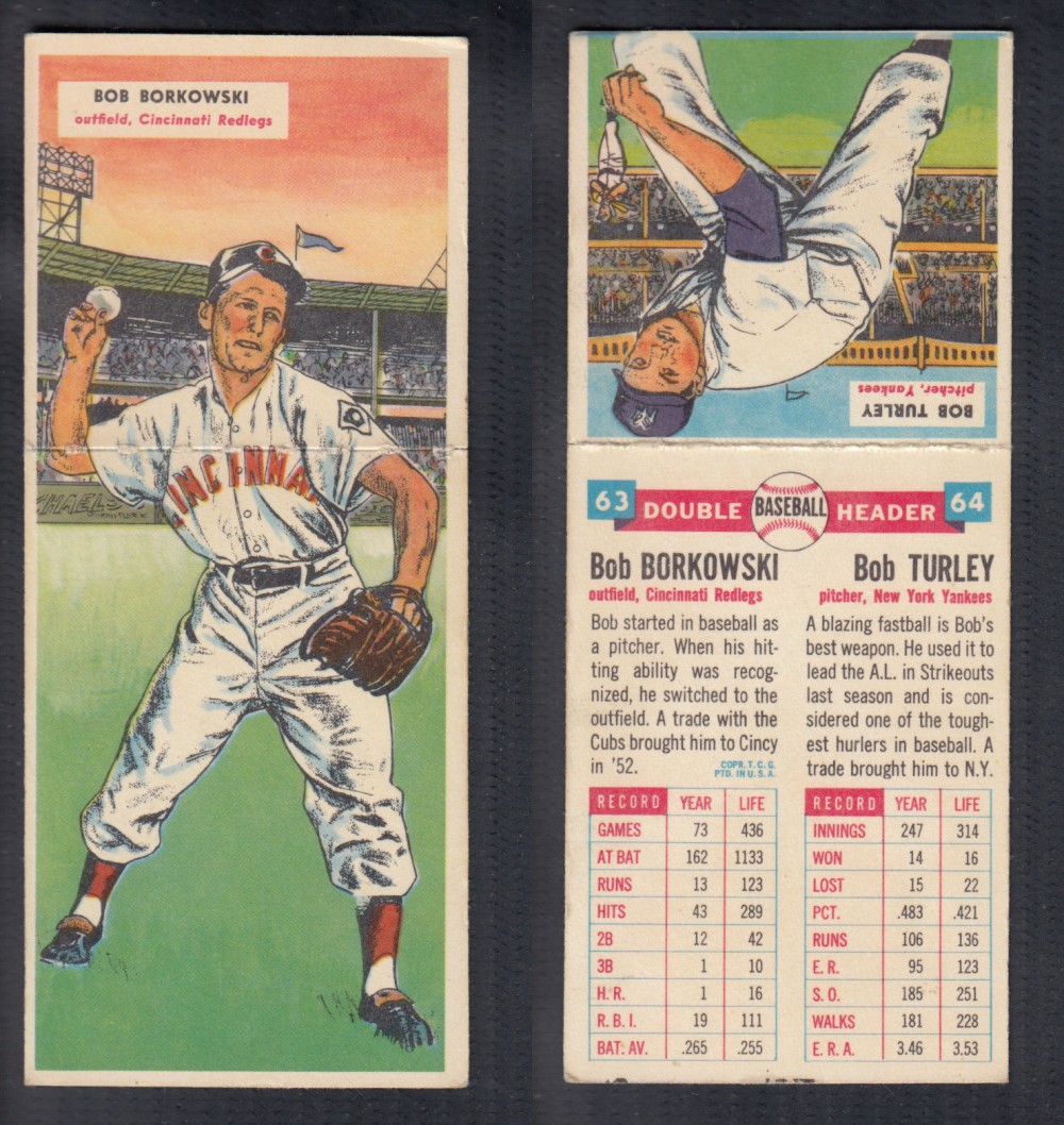 1955 TOPPS DOUBLEHEADERS BASEBALL CARD #63-64 BORKOWSKI/TURLEY photo