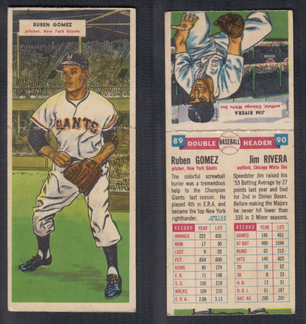 1955 TOPPS DOUBLEHEADERS BASEBALL CARD #89-90 GOMEZ/RIVERA photo