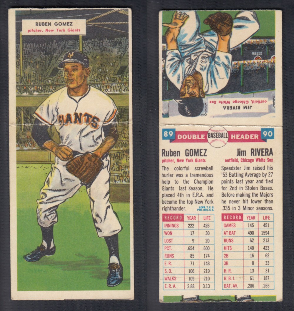 1955 TOPPS DOUBLEHEADERS BASEBALL CARD #89-90 GOMEZ/RIVERA photo