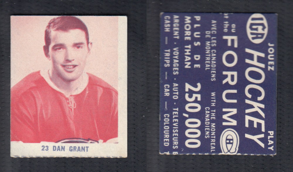 1967-68 IGA MONTREAL CANADIENS HOCKEY CARD #23 D. GRANT photo