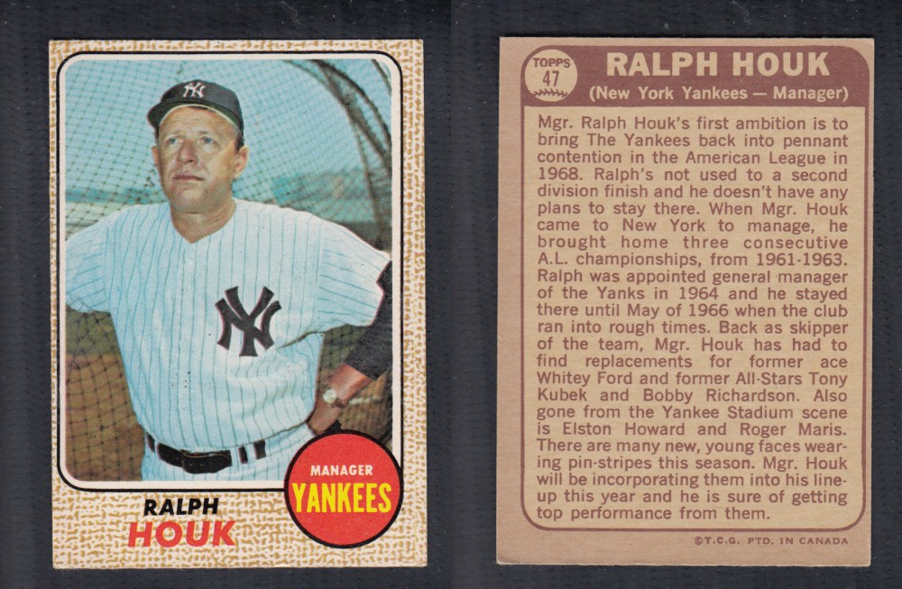 1968 O-PEE-CHEE BASEBALL CARD #47 R. HOUK photo