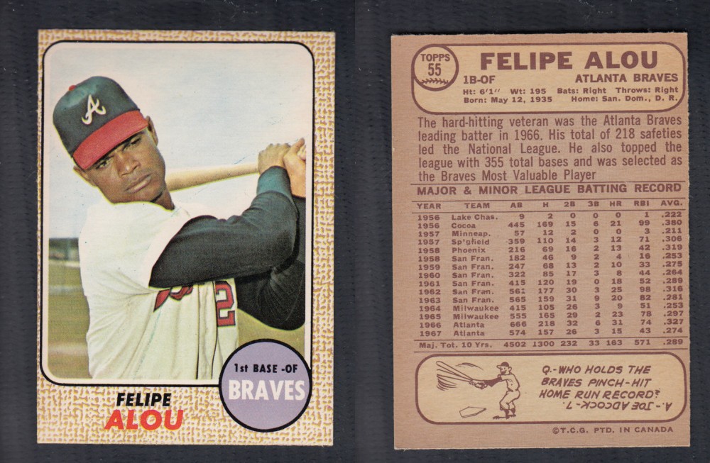 1968 O-PEE-CHEE BASEBALL CARD #55 F. ALOU photo