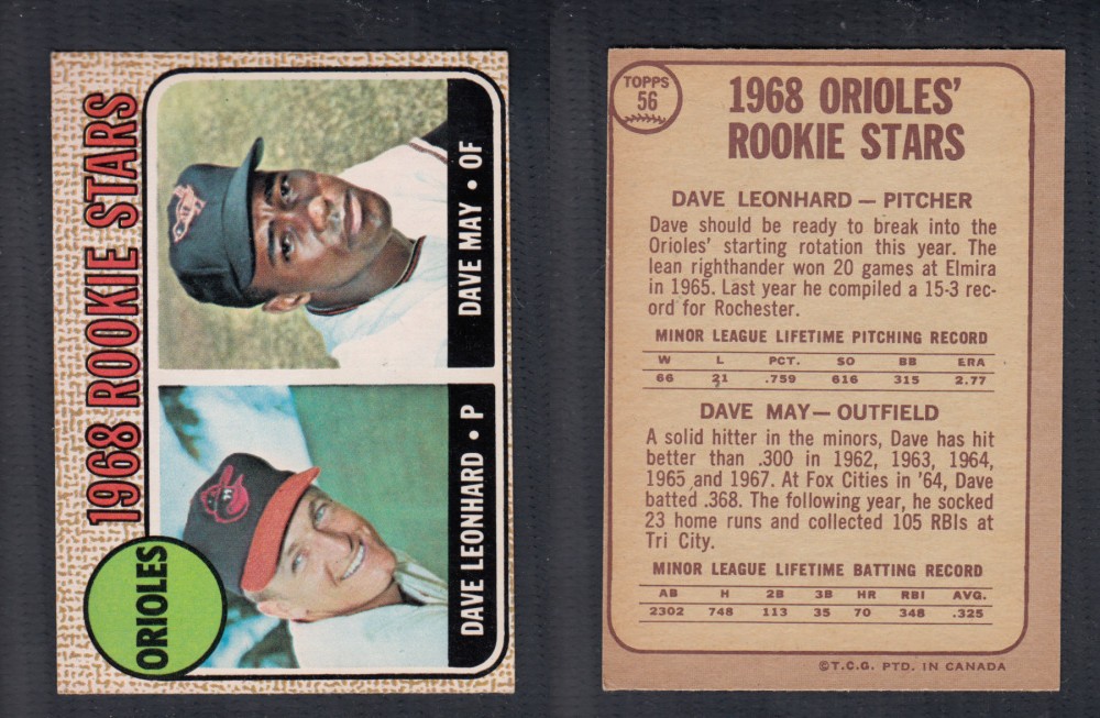 1968 O-PEE-CHEE BASEBALL CARD #56 ORIOLES ROOKIE STARS photo