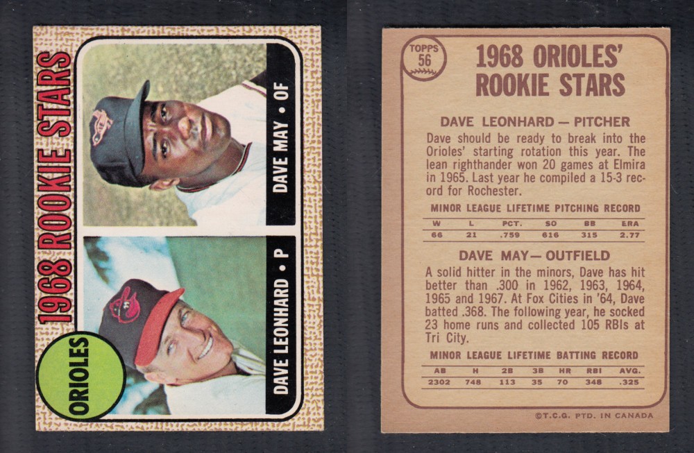 1968 O-PEE-CHEE BASEBALL CARD #56 ORIOLES ROOKIE STARS photo