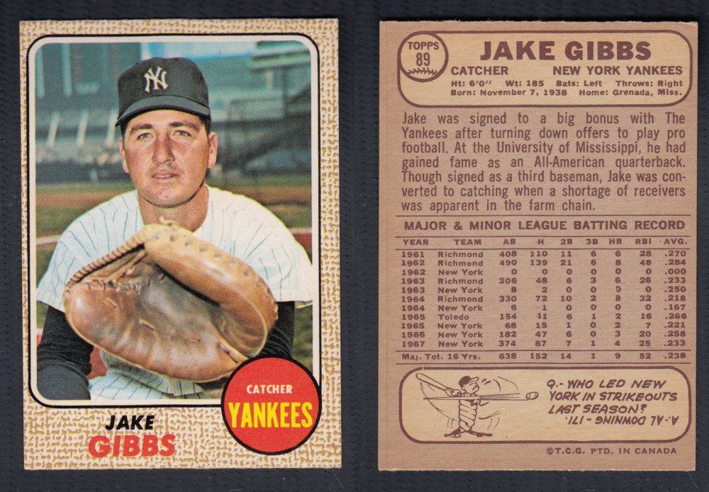 1968 O-PEE-CHEE BASEBALL CARD #89 J. GIBBS photo