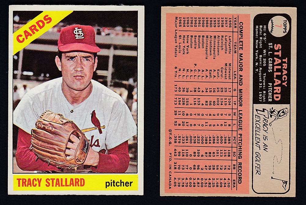 1966 O-PEE-CHEE BASEBALL CARD #7 T. STALLARD photo