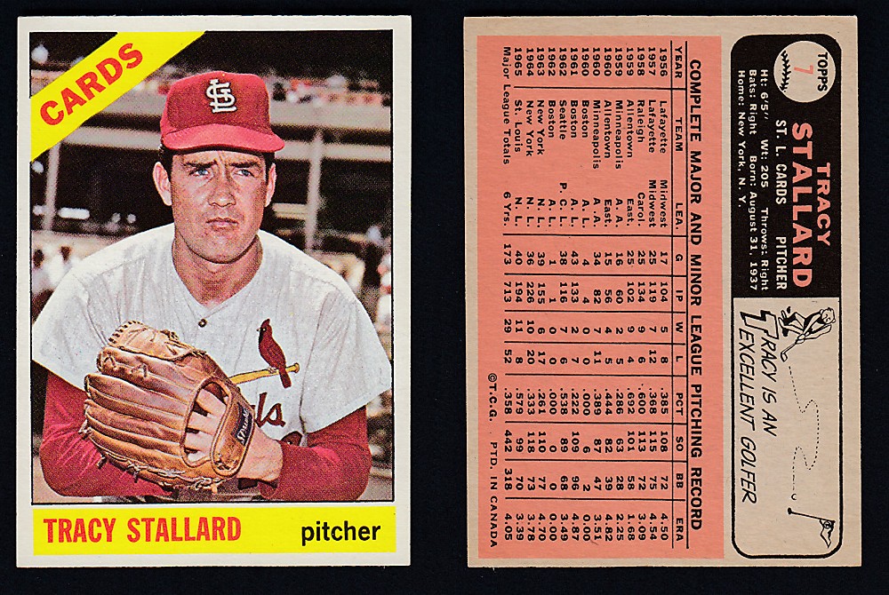 1966 O-PEE-CHEE BASEBALL CARD #7 T. STALLARD photo