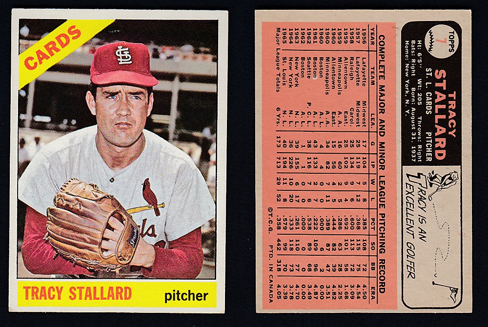 1966 O-PEE-CHEE BASEBALL CARD #7 T. STALLARD photo