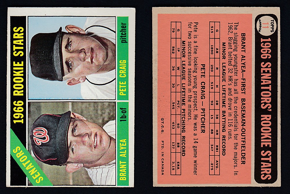 1966 O-PEE-CHEE BASEBALL CARD #11 SENATORS ROOKIE STARS photo