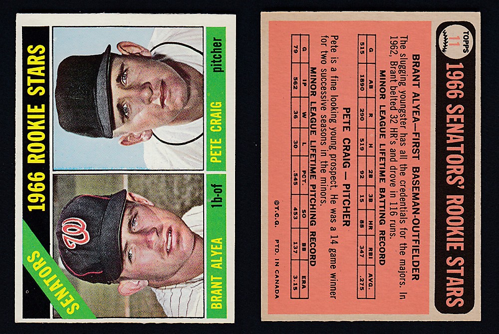 1966 O-PEE-CHEE BASEBALL CARD #11 SENATORS ROOKIE STARS photo