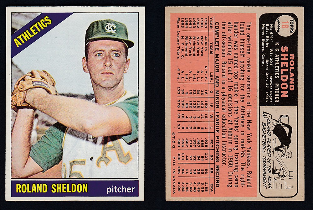1966 O-PEE-CHEE BASEBALL CARD #18 R. SHELDON photo