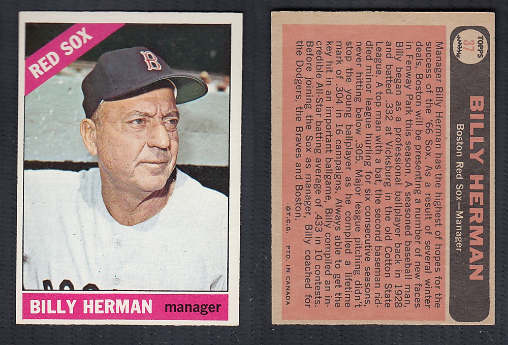 1966 O-PEE-CHEE BASEBALL CARD #37 B. HERMAN photo