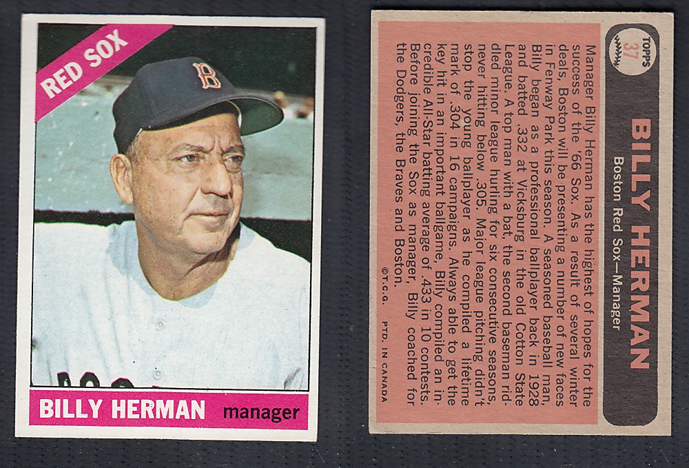 1966 O-PEE-CHEE BASEBALL CARD #37 B. HERMAN photo