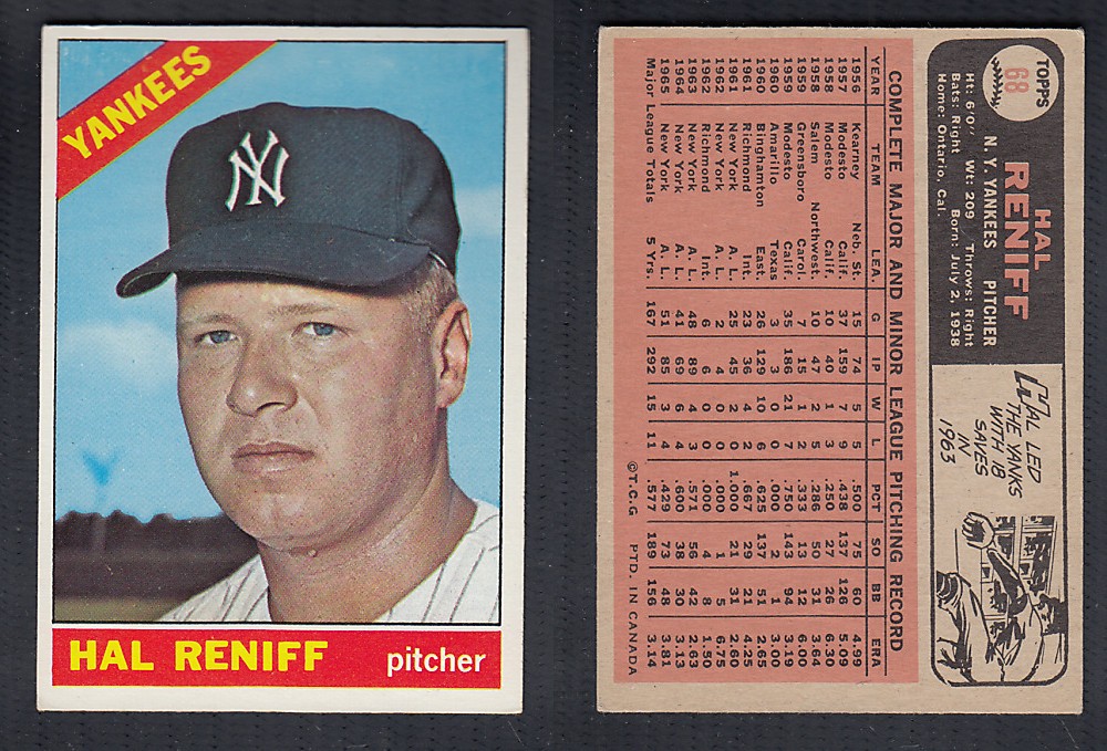 1966 O-PEE-CHEE BASEBALL CARD #68 H. RENIFF photo