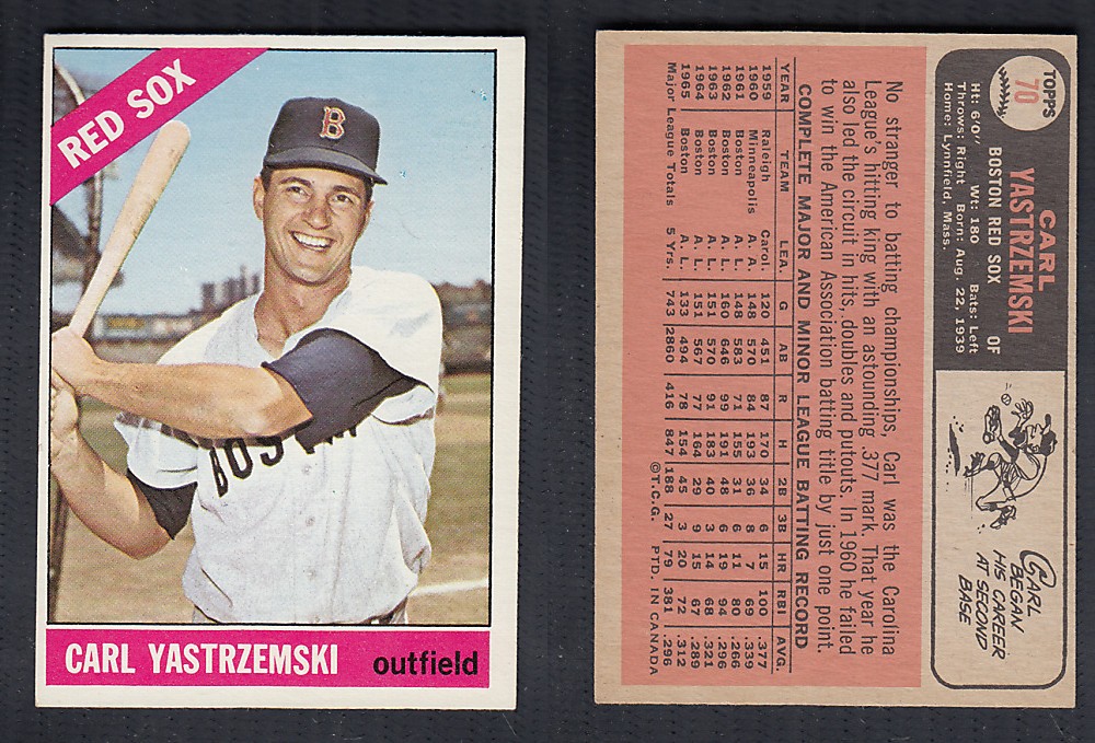 1966 O-PEE-CHEE BASEBALL CARD #70 C. YASTRZEMSKI photo