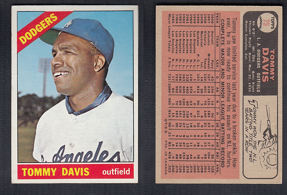 1966 O-PEE-CHEE BASEBALL CARD #75 T. DAVIS photo