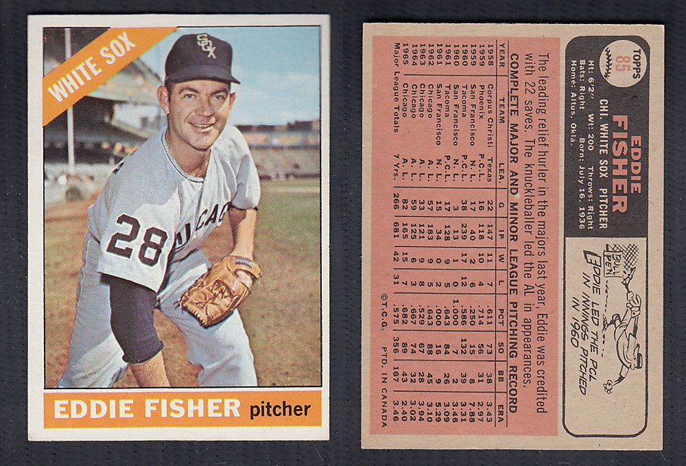 1966 O-PEE-CHEE BASEBALL CARD #85 E. FISHER photo