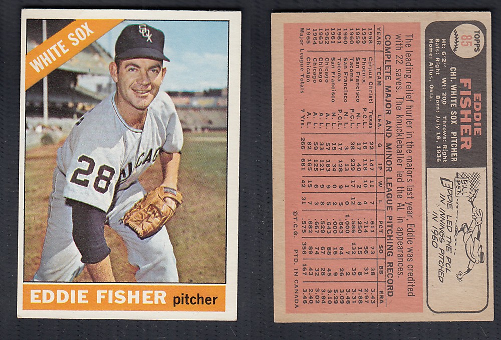 1966 O-PEE-CHEE BASEBALL CARD #85 E. FISHER photo