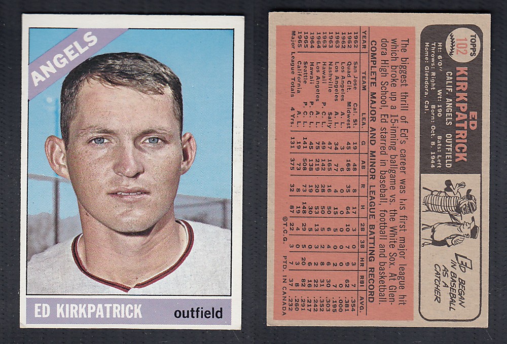 1966 O-PEE-CHEE BASEBALL CARD #102 E. KIRKPATRICK photo