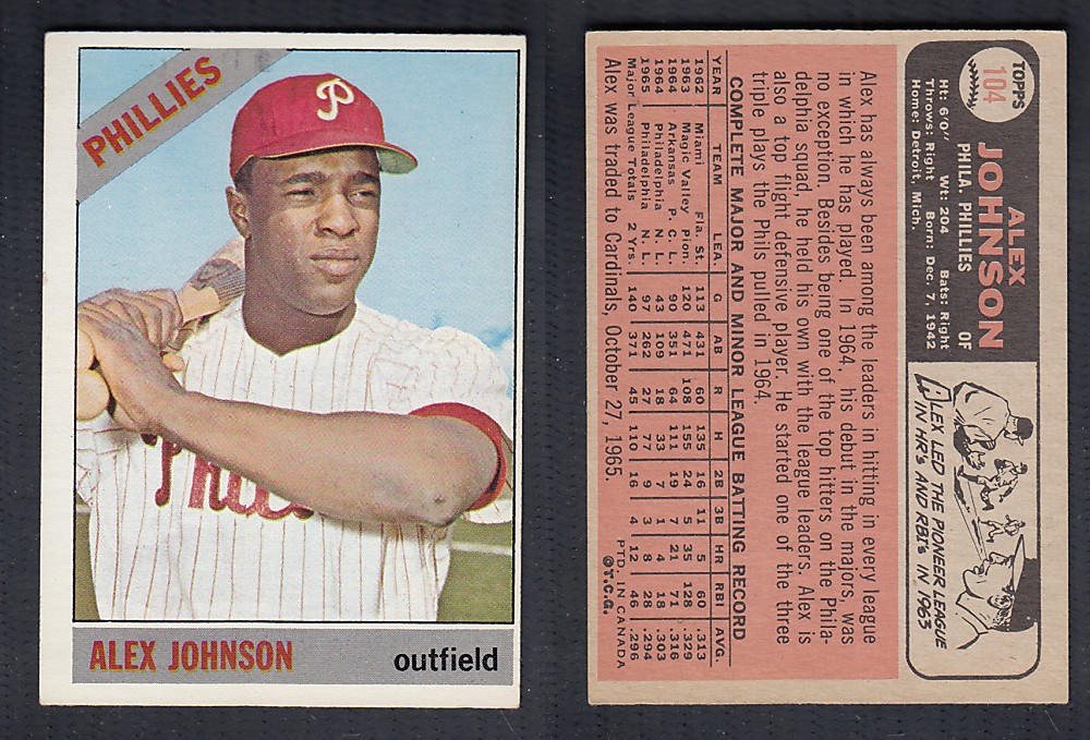 1966 O-PEE-CHEE BASEBALL CARD #104 A. JOHNSON photo