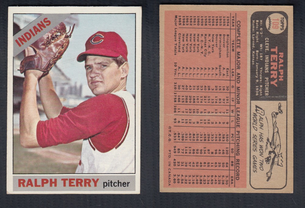 1966 O-PEE-CHEE BASEBALL CARD #109 R. TERRY photo