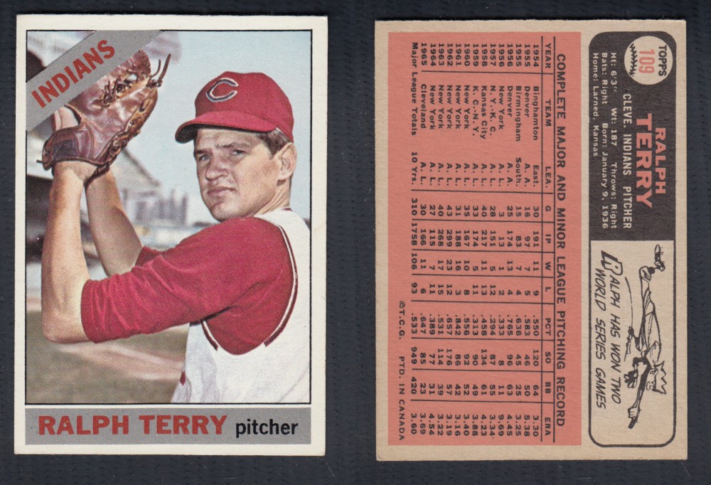 1966 O-PEE-CHEE BASEBALL CARD #109 R. TERRY photo