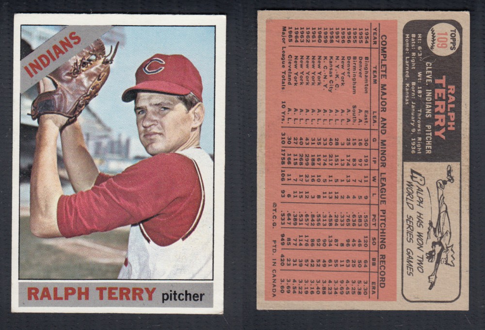 1966 O-PEE-CHEE BASEBALL CARD #109 R. TERRY photo