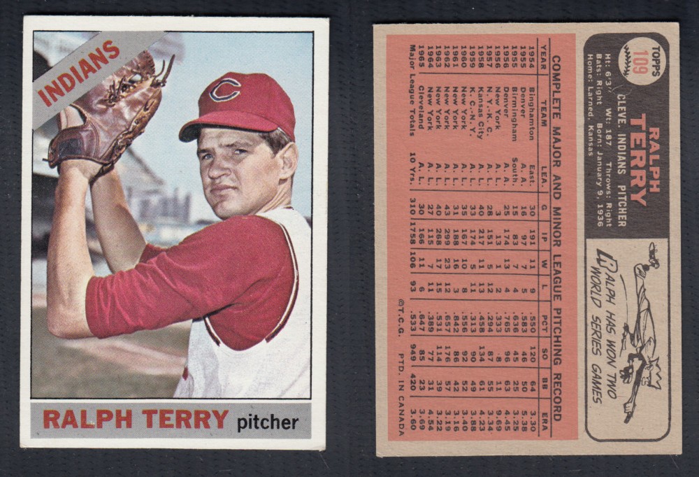 1966 O-PEE-CHEE BASEBALL CARD #109 R. TERRY photo